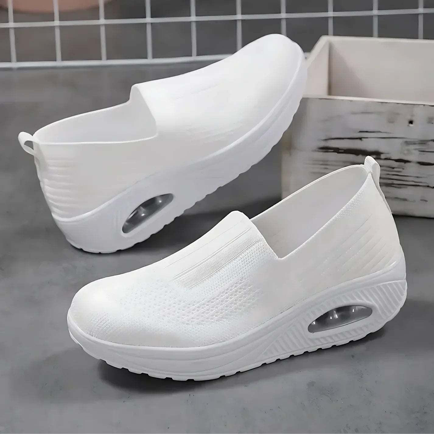 Sofia | Damen Slip-On Sneaker Keilsohle Mesh Freizeitschuhe