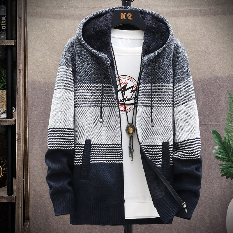 Krohn-e | Lässige lange Jacke mit Kapuze für Männer