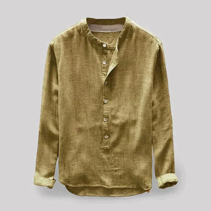 Fudus Langarmhemd mit hohem Kragen und Knöpfen