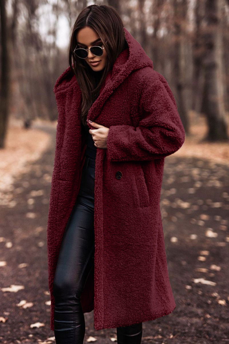 Krohn-e | Eleganter langer Plüschmantel für Damen