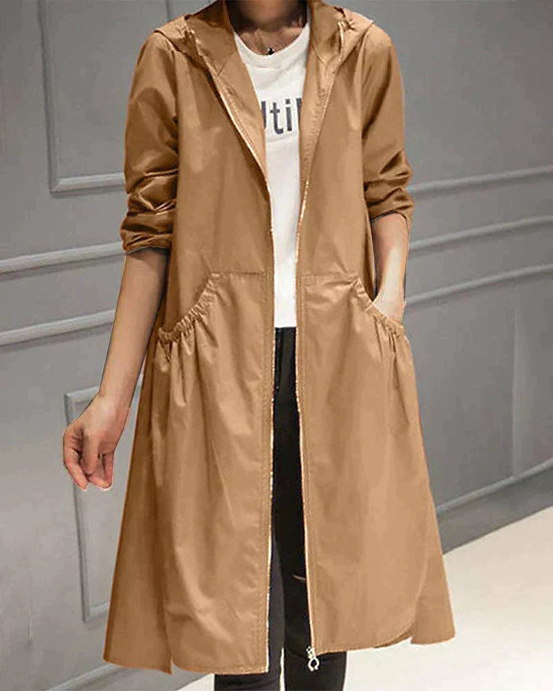 Krohn-e | Regenjacke mit Reißverschluss für Frauen - Kapuze