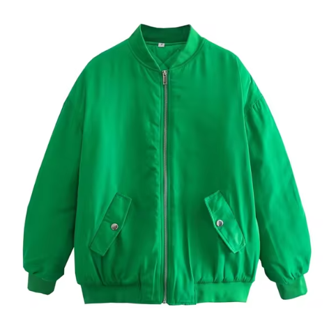 Baumwolljacke Cleo: figurbetonte, unifarbene Stehkragenjacke