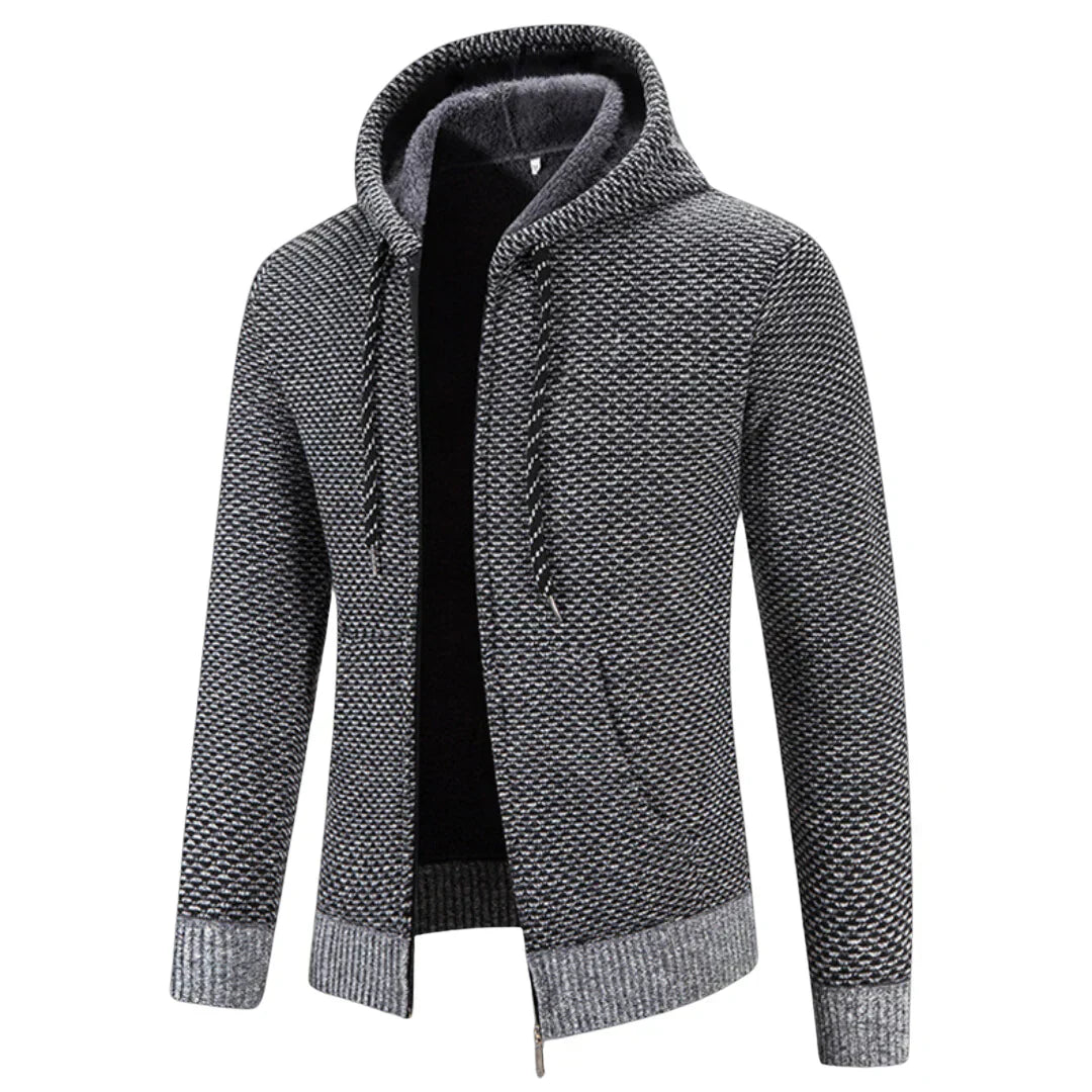Jinno | Herren-Kapuzenjacke mit Reißverschluss und Futter für den Winter