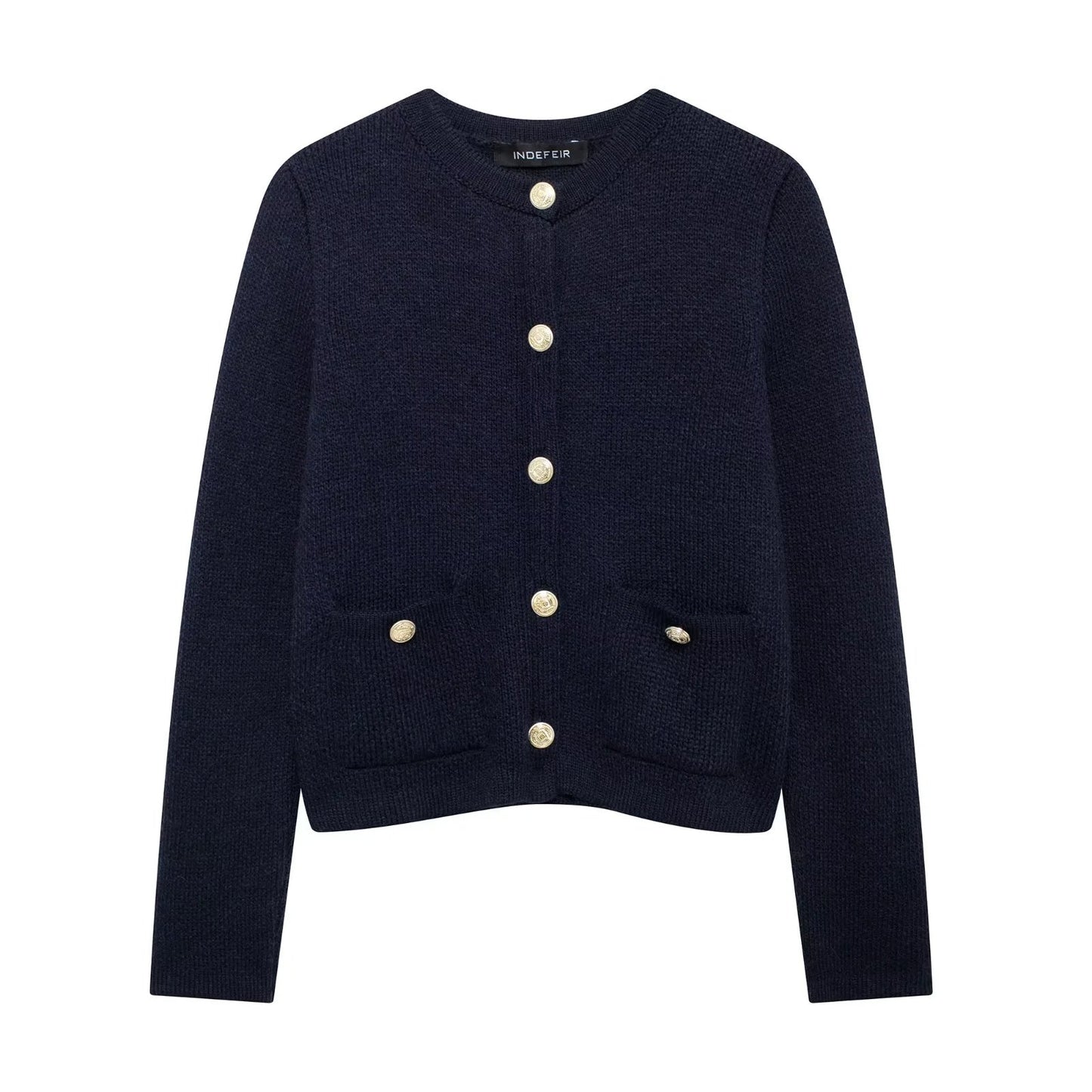 Krohn-e | Lässiger Cardigan mit goldenem Knopfverschluss für Damen