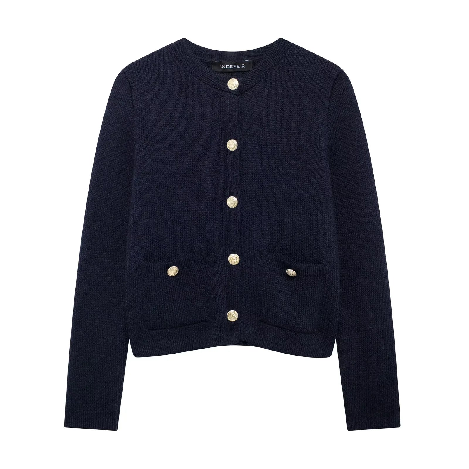 Krohn-e | Lässiger Cardigan mit goldenem Knopfverschluss für Damen