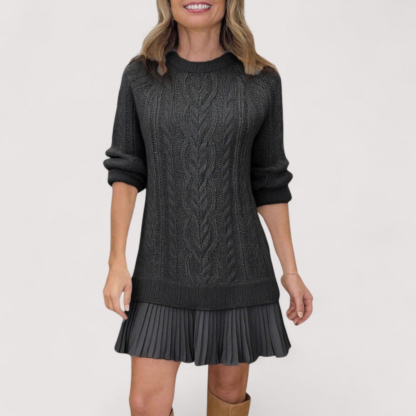 KROHN-E Damen Strickkleid Vielseitiger Alltagslook Bequeme Passform