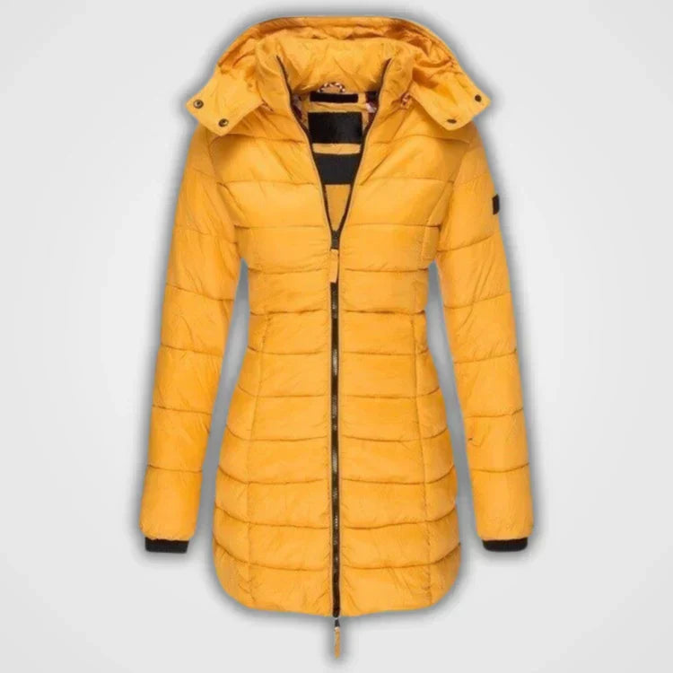 Krohn-e | Lange gesteppte Kapuzenjacke für Damen ideal für den Winter