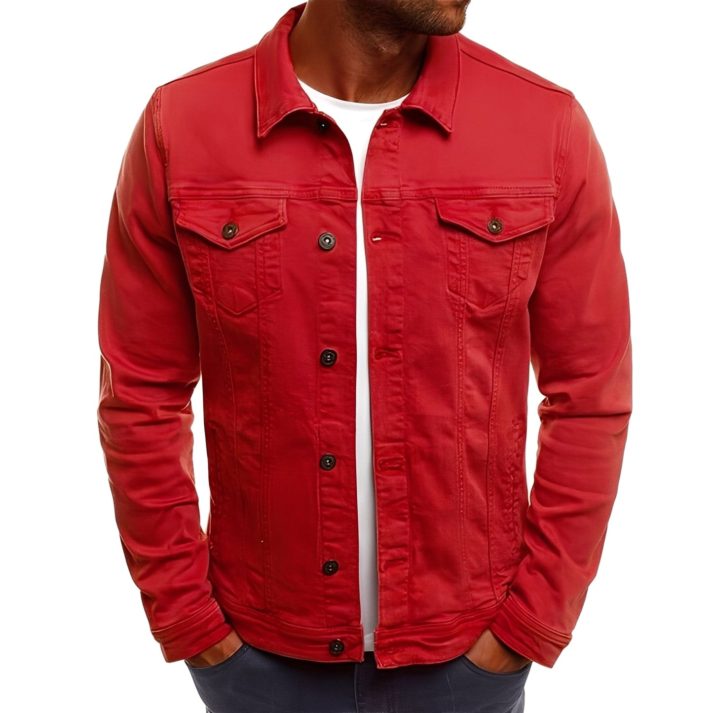 Krohn-e | Stylische Denimjacke mit Taschen für Männer