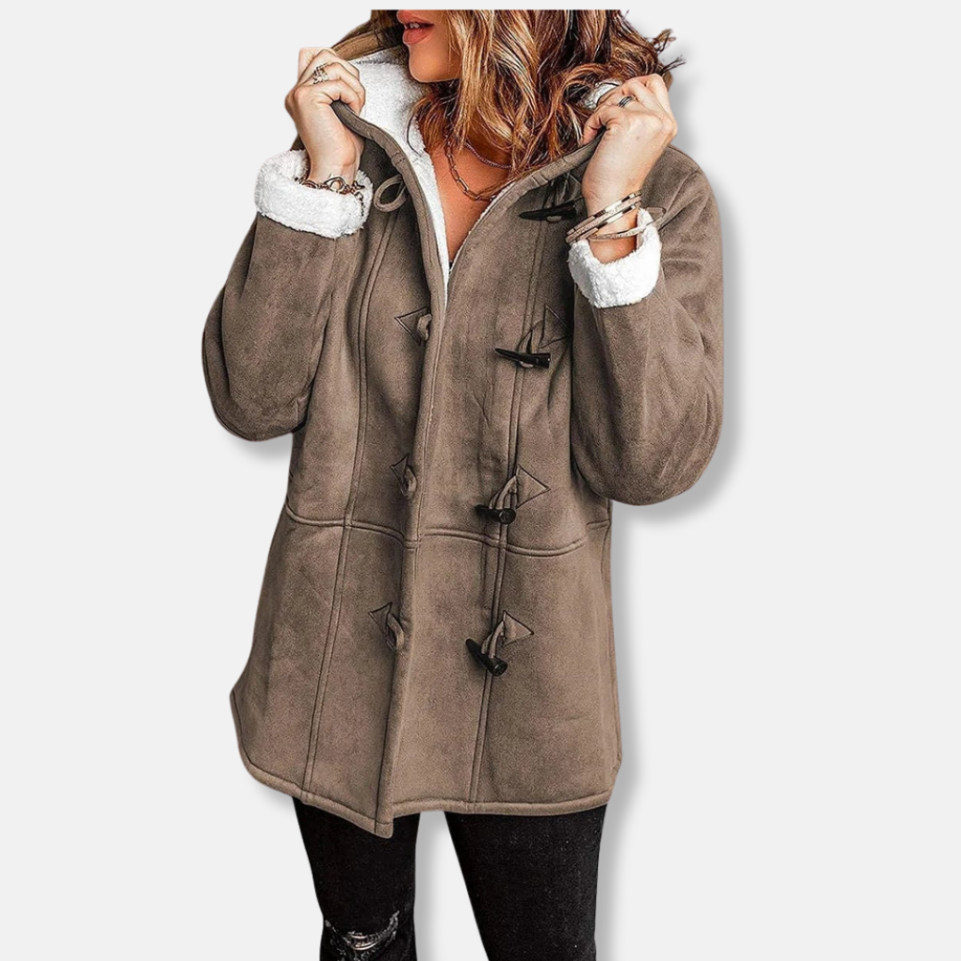 Krohn-e | Fleecejacke - Relaxed Fit - Kapuze - Plüschfutter - Mittellang - Toggle-Verschluss