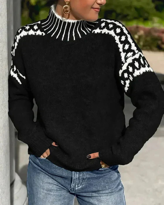 KROHN-E Damen Klassischer Pullover Oversized-Schnitt Weich Strick Casual
