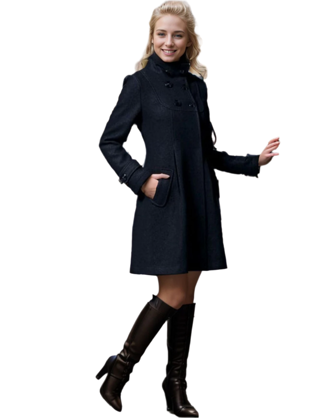 Krohn-e | Elegante Damenmantel mit Tailliertem Kragen