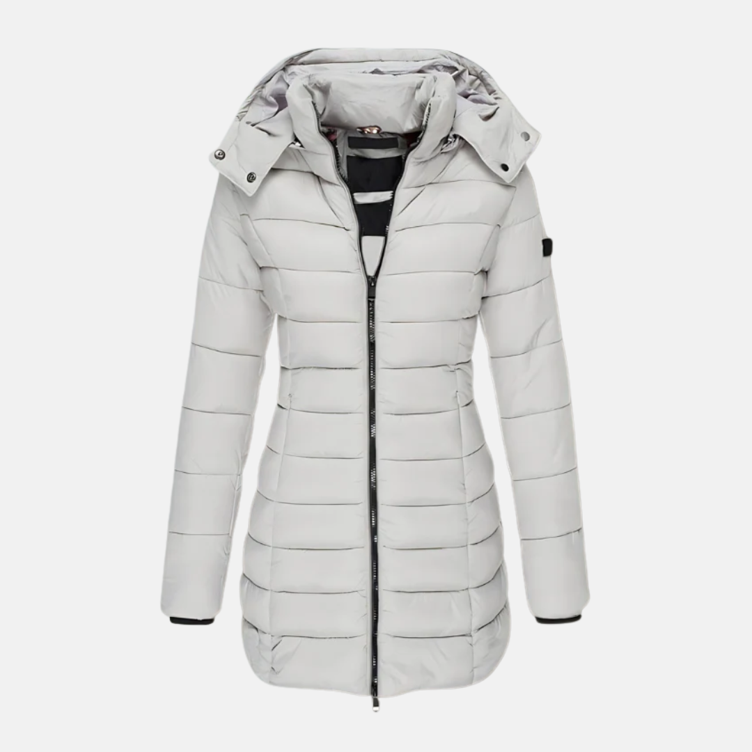 Krohn-e | Pufferjacke - Slim Fit - Gepolstert - Mittellang - Mit Kapuze und Rippbündchen