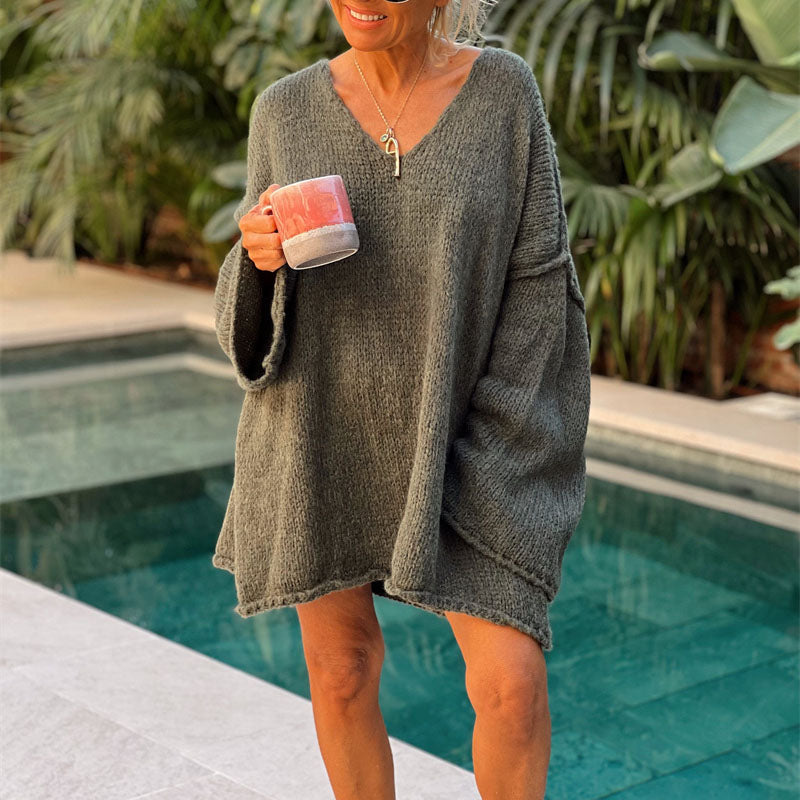 Krohn-e | Locker Gestrickter Damenpullover mit V-Ausschnitt