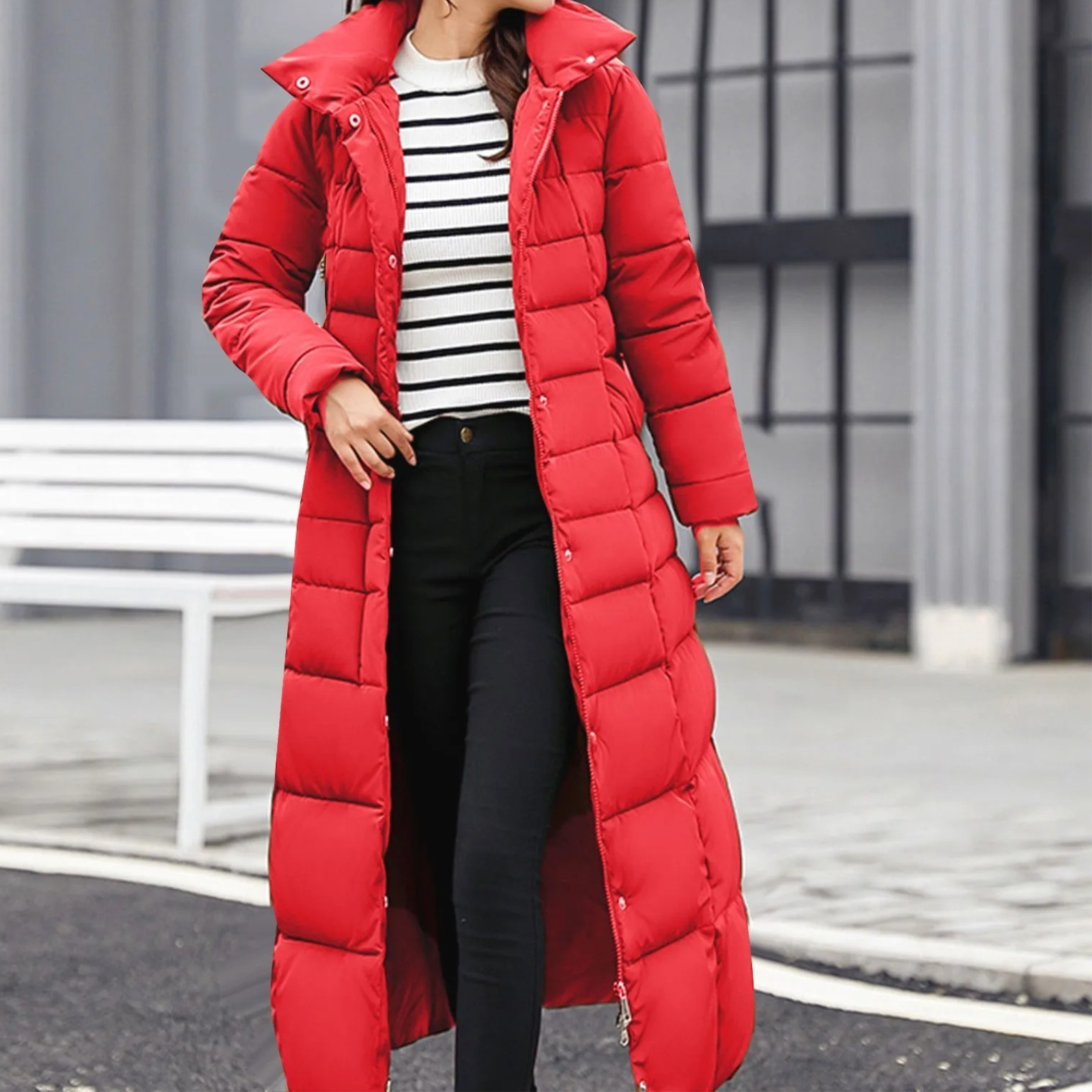 Krohn-e | Elegante Pufferjacke mit Umlegekragen und Knopf für Damen