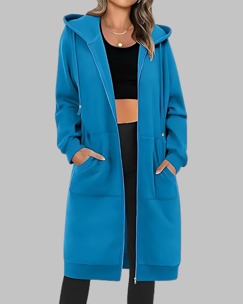 Krohn-e | Lässige Zip-Up Übergroße Lange Jacke