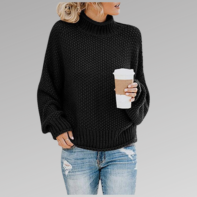 Krohn-e | Chunky Strickpullover mit Hohem Kragen Acryl Warm und Lässig