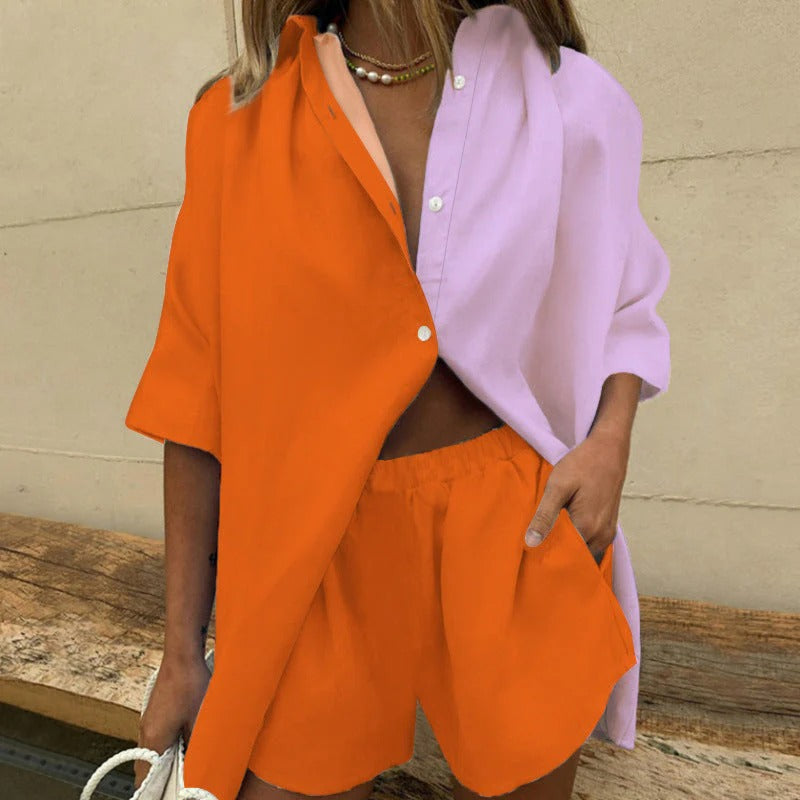 Damen Sommer Strandmode Set: Dalina Shorts und Bluse