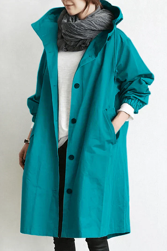 Krohn-e | Trenchcoat mit Kapuze für Frauen Lang, Warm und Perfekt für Den Herbst