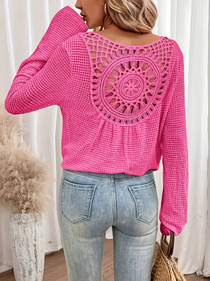 Krohn-e | Trendige Damen Sweater Gehäkelte Trendy, Komfortabel