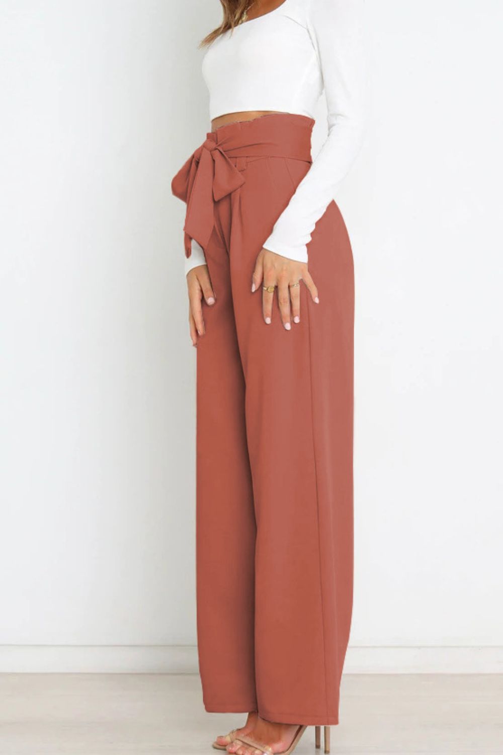 Krohn-e | Hohe Taille Paperbag Hose mit Schleifendetail