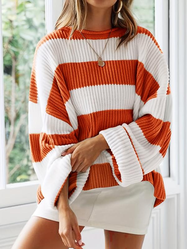Krohn-e | Strickpullover mit Streifen Lockerer Sitz Lässig und Komfortabel