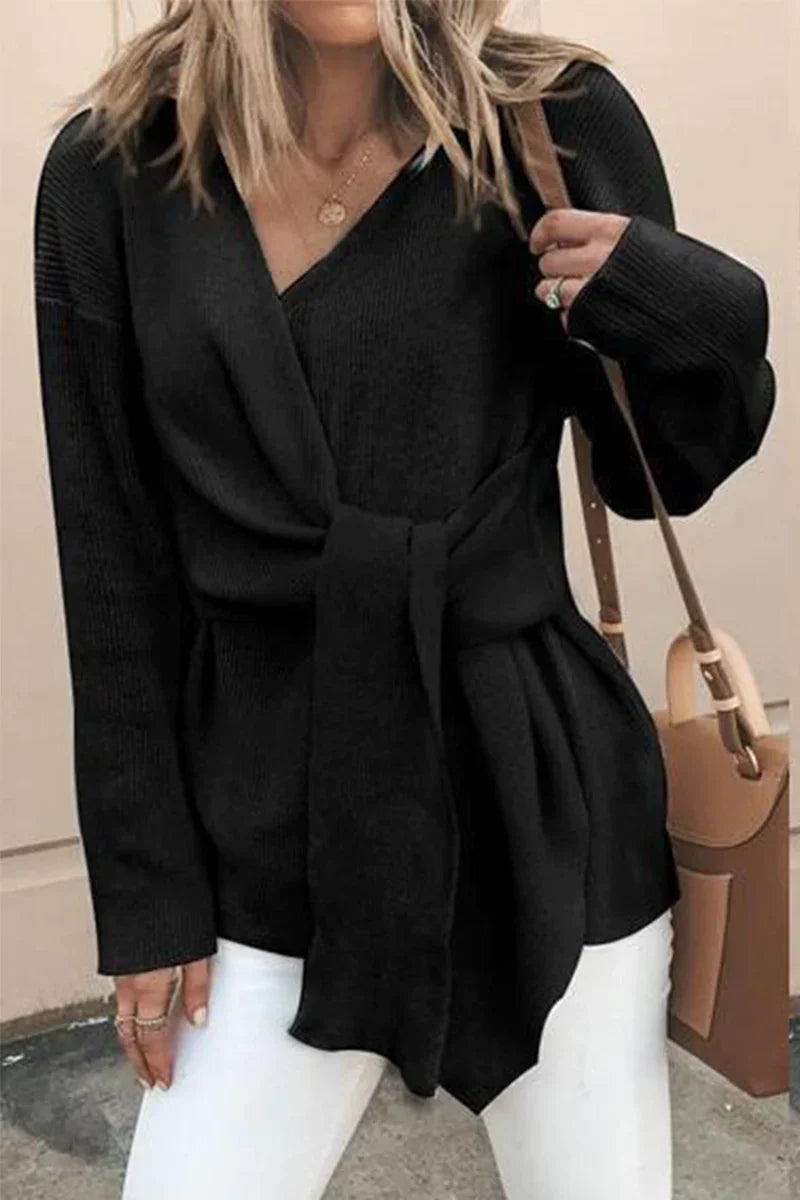 Krohn-e | Lässige, solide Patchwork-Strickjacke