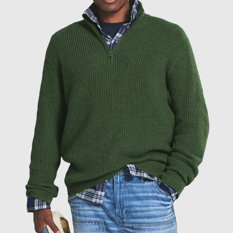 Erik | Herren Quarter-Zip pullover Ripp Stehkragen