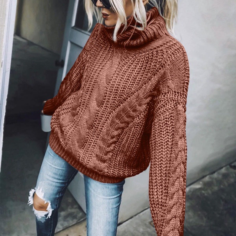Krohn-e | Chunky Strickpullover mit Rollkragen Weich und Warm Kabelstrick