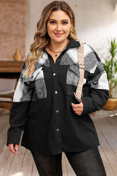 Krohn-e | Plus Size Karos Shacket Jacke für Damen