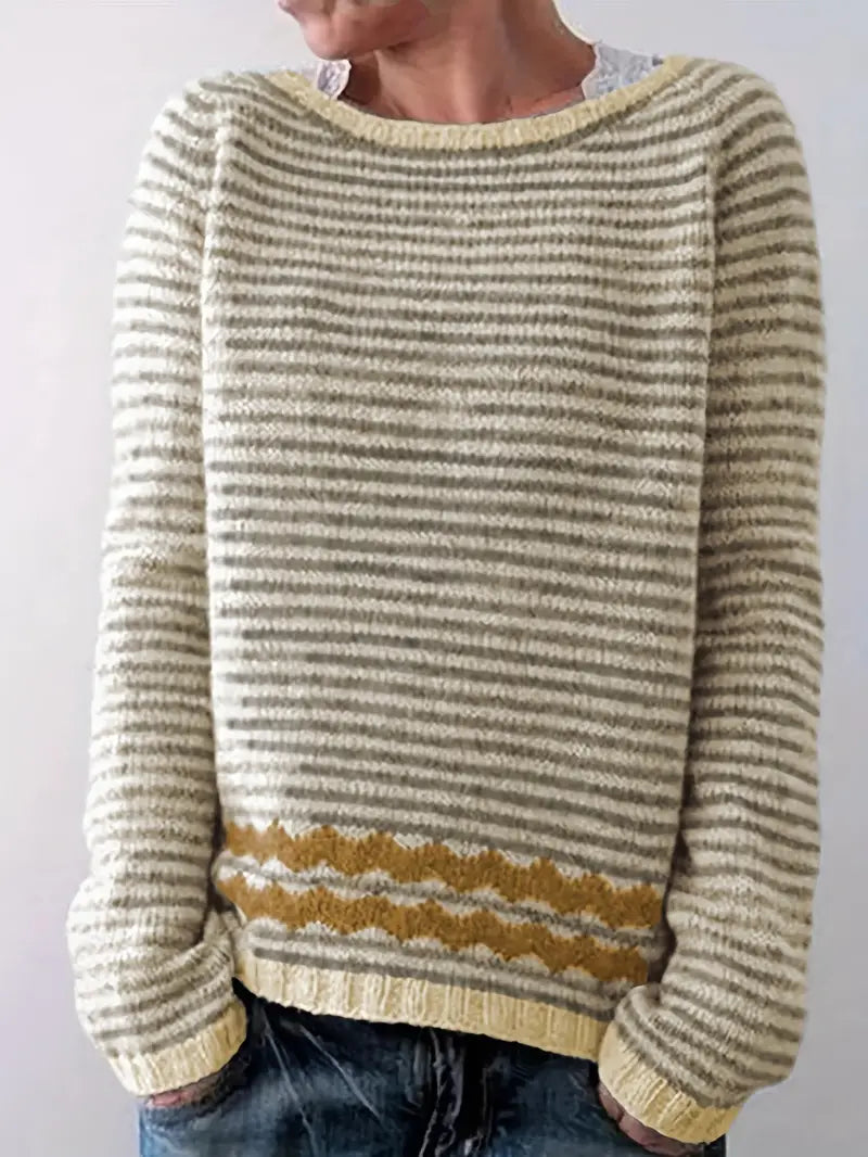 Pullover mit Kamelfarbenem Streifenmuster
