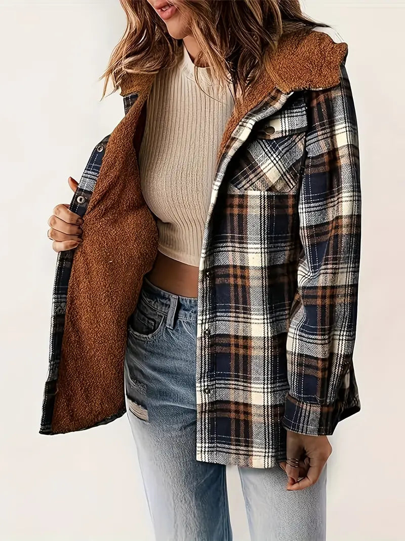 Krohn-e | Jacke mit Reißverschluss und Kariertem Muster