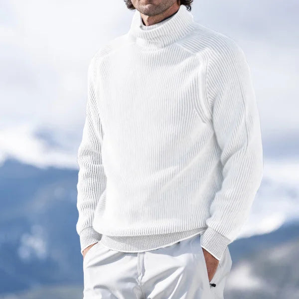 Entspannter Herren-Rollkragenpullover aus Rippstrick