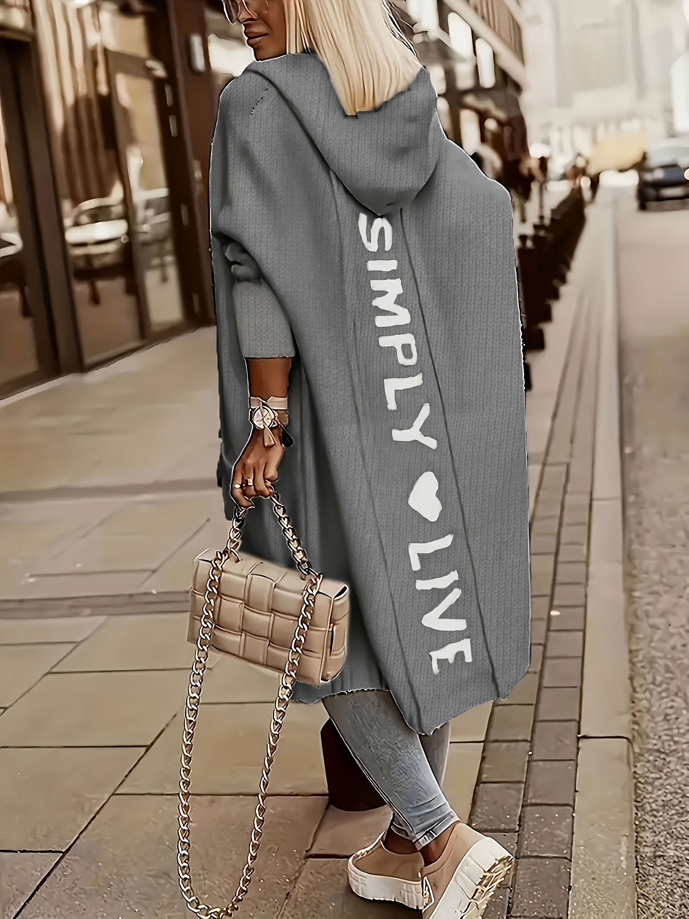 Krohn-e | Langer Strick-cardigan mit Kapuze Weich und Warm Trendy Druck