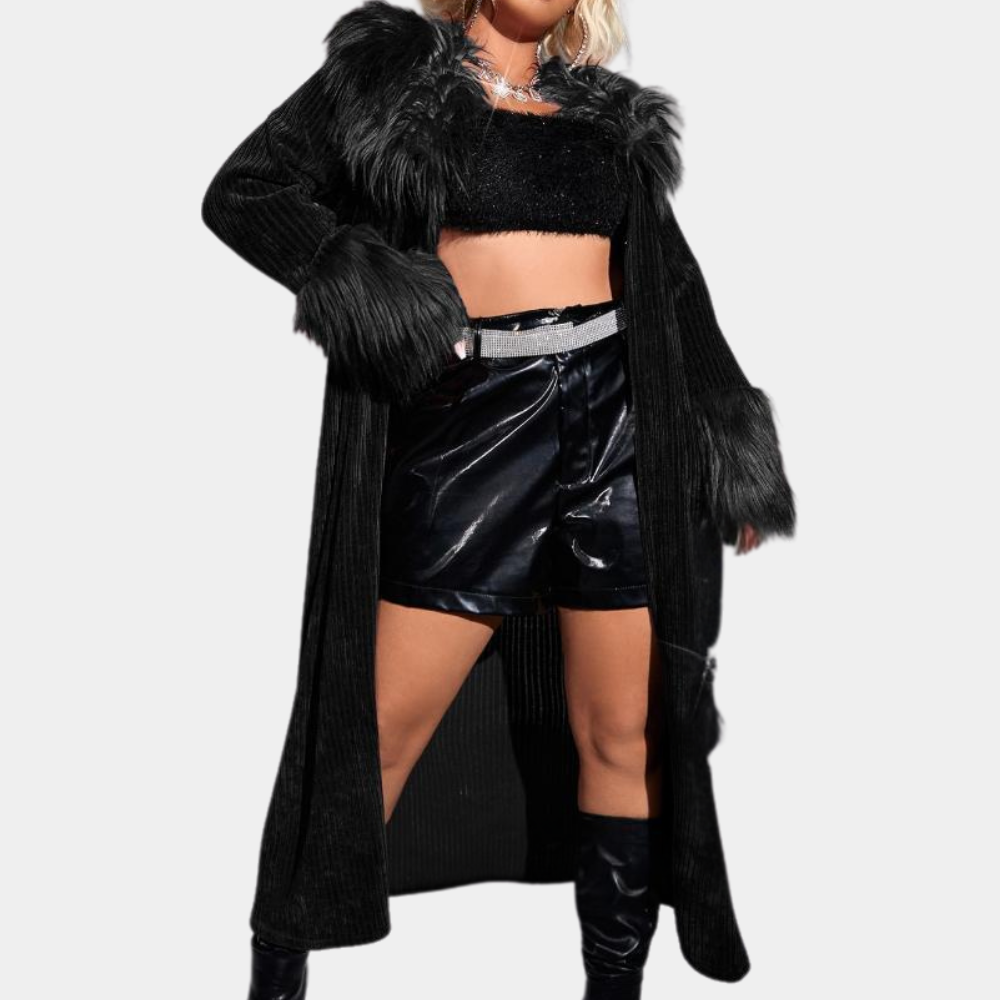 Luxuriöse, superweiche Damenjacke mit elegantem Mantel-Look