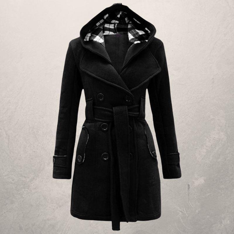 Krohn-e | Trenchcoat - Zweireihig - Kapuze - Gürtelschnalle In Der Taille - Klassischer Schnitt