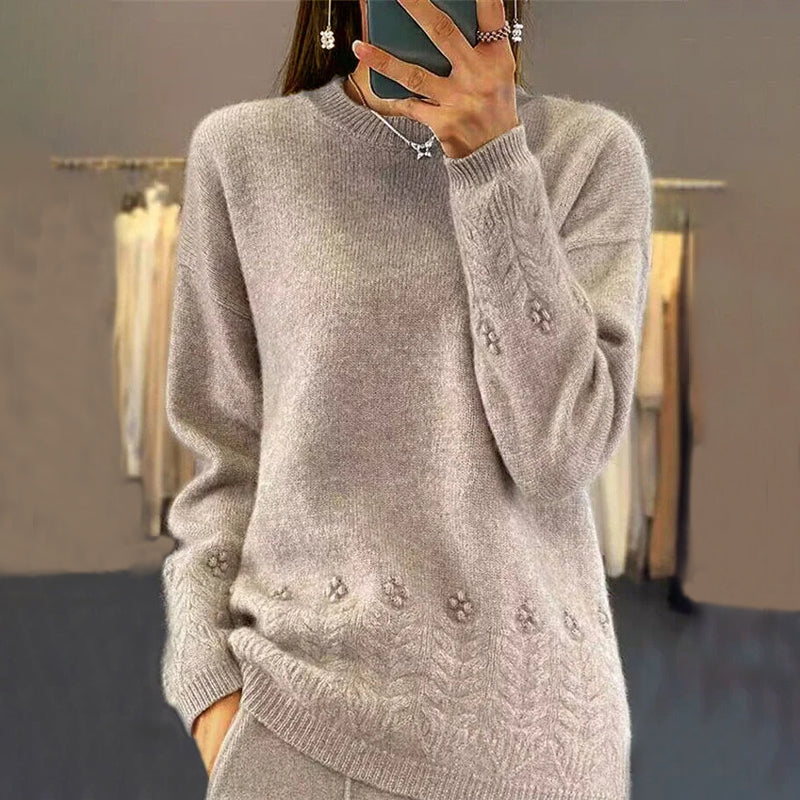 Krohn-e | Strickbluse mit Musterdetails Wolle Komfortabel und Elegant