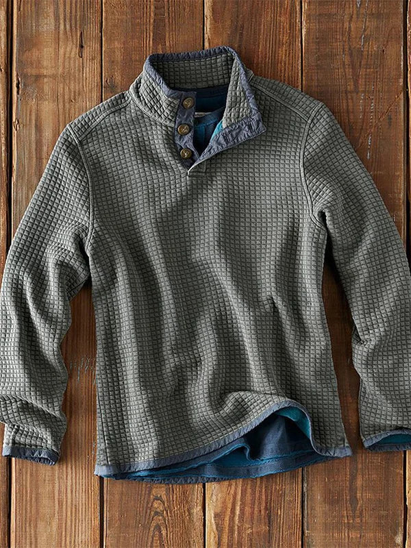 Krohn-e | Strukturiertes Waffelshirt mit Knopfdetails Baumwollmischung Warm und Robust