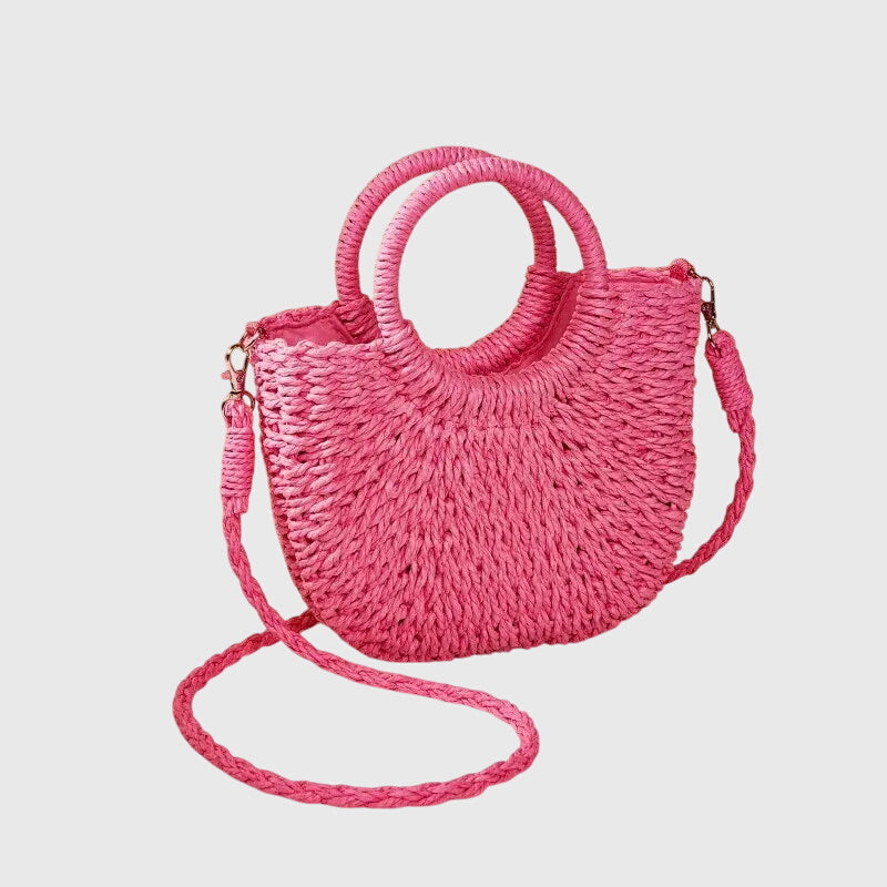 KROHN-E Damen Handtasche Umweltfreundlich Rund-Henkel Geflochten