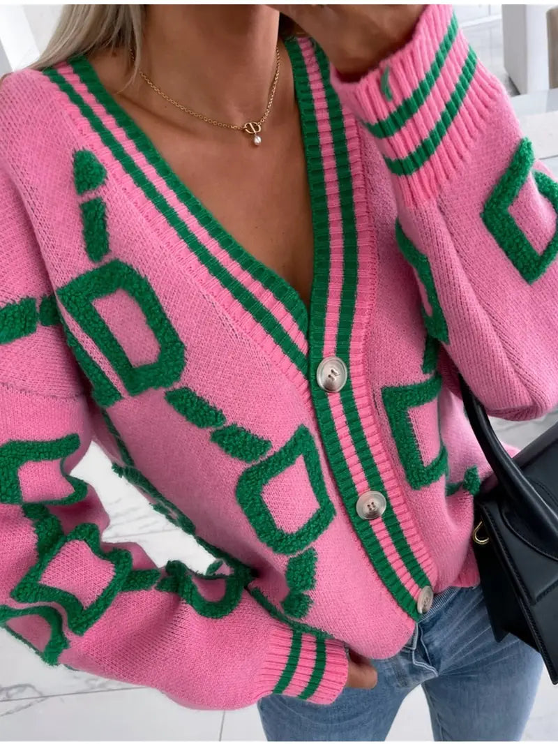 Elegantes Silja Cardigan mit kontrastierendem V-Ausschnitt