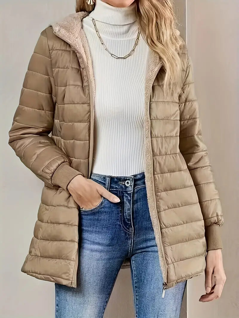 Krohn-e | Mittellange Kapuzen Steppjacke