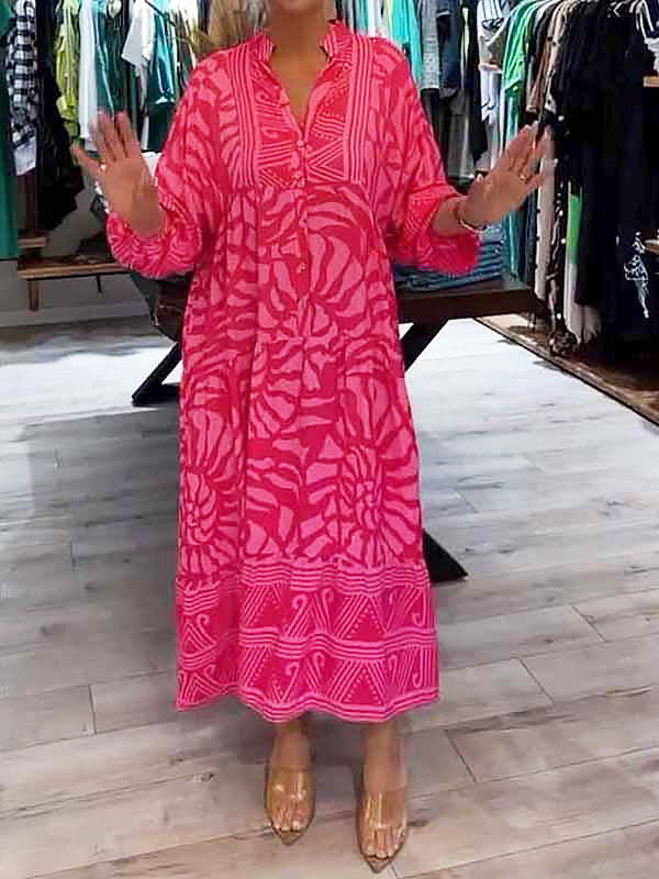 KROHN-E Damen V-Ausschnitt Kleid Fließend Locker Taillenkontrolle