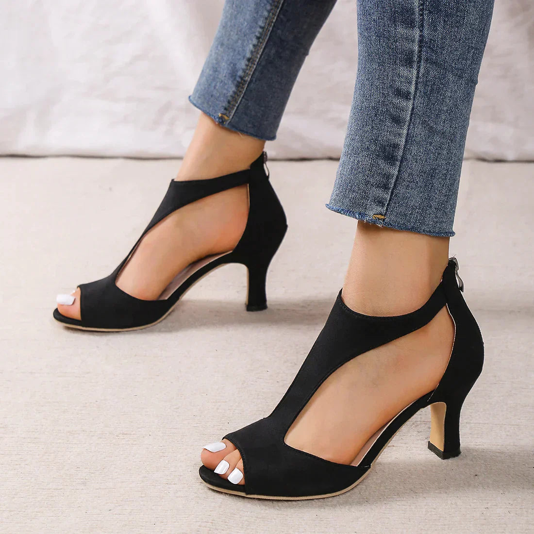 KROHN-E Damen Sandalen Niedriger Absatz Gepolsterte Sohle