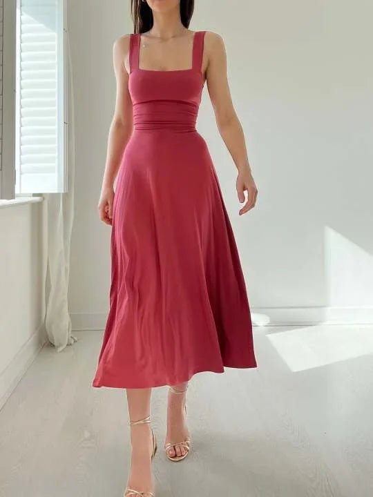 Midikleid mit quadratischem Ausschnitt
