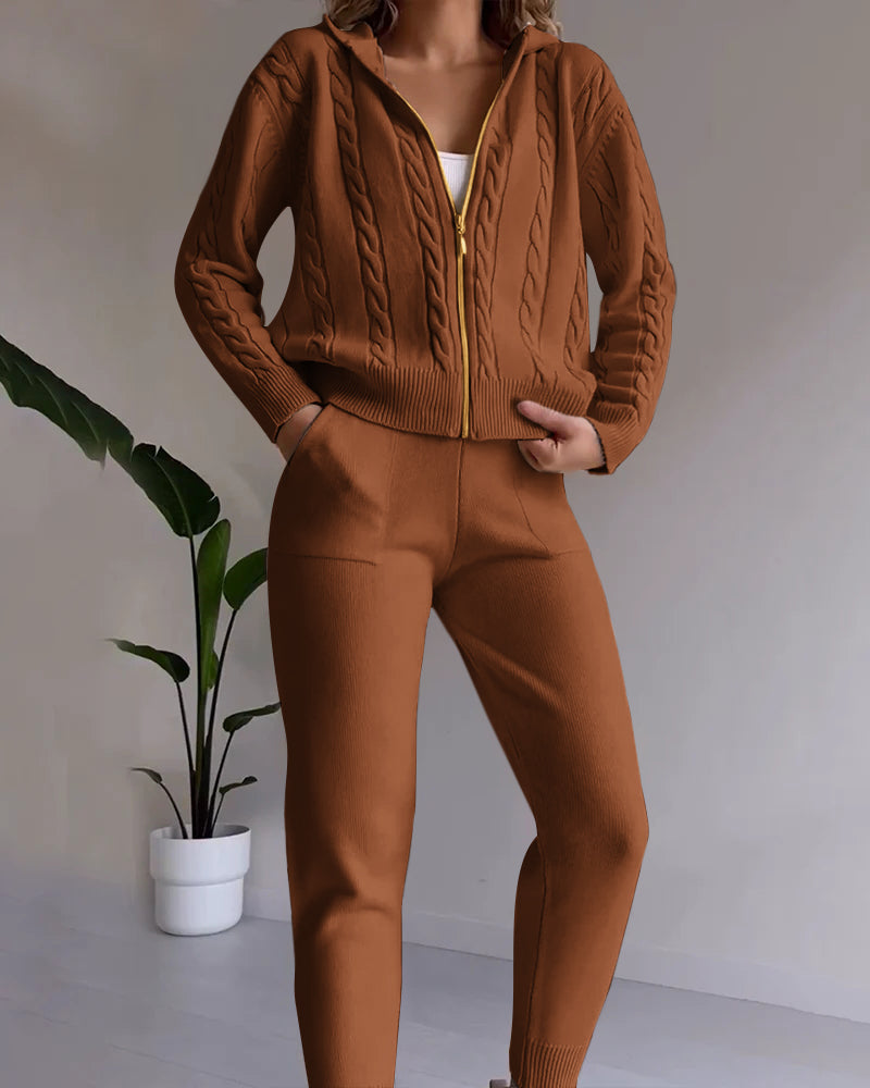 Krohn-e | Jacquard-Strickjacken-Set mit Twist-Design