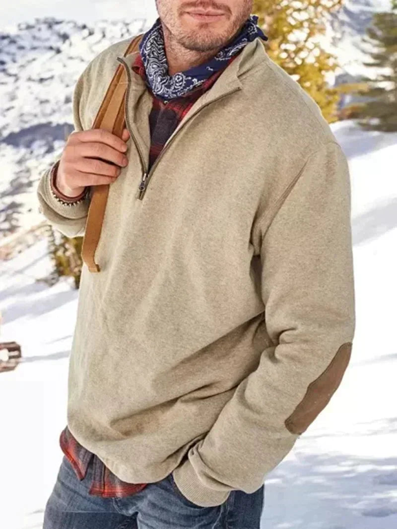 Herrenpullover mit kurzem Reißverschluss in lässiger Optik