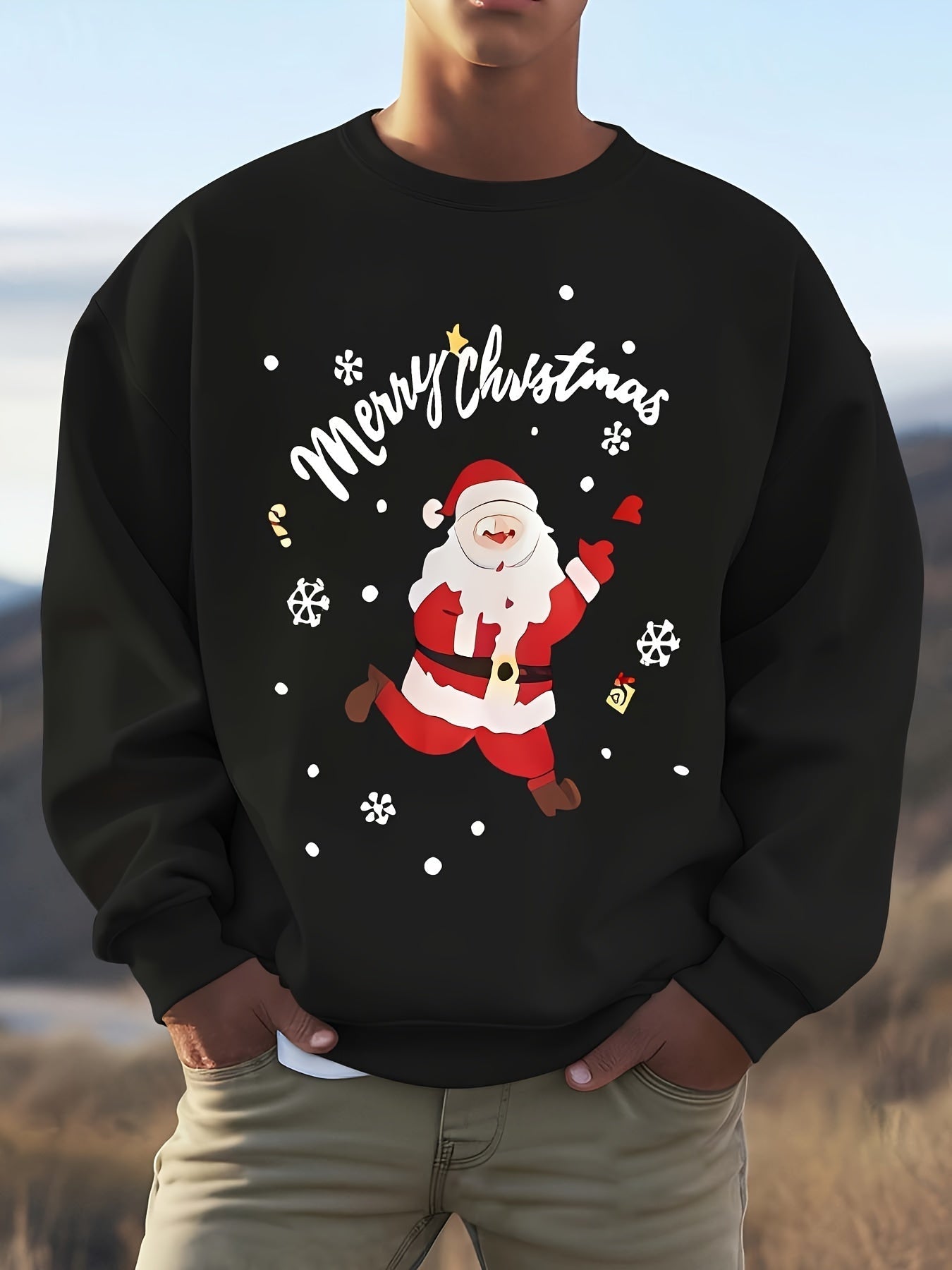 Krohn-e | Sweatshirt mit Weihnachtsmotiv Baumwolle Frohe Weihnachten Design