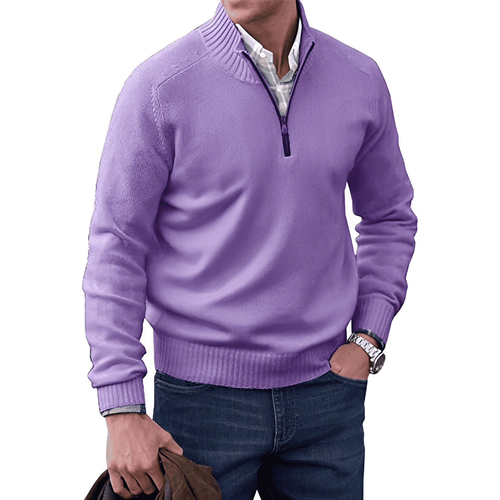 Herrenpullover mit 1/4-Reißverschluss