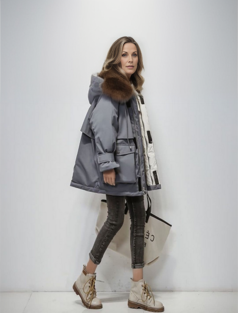 Krohn-e | Winterjacke mit Kapuze und Langen Ärmeln für Frauen Ideal für Die Kalte Saison