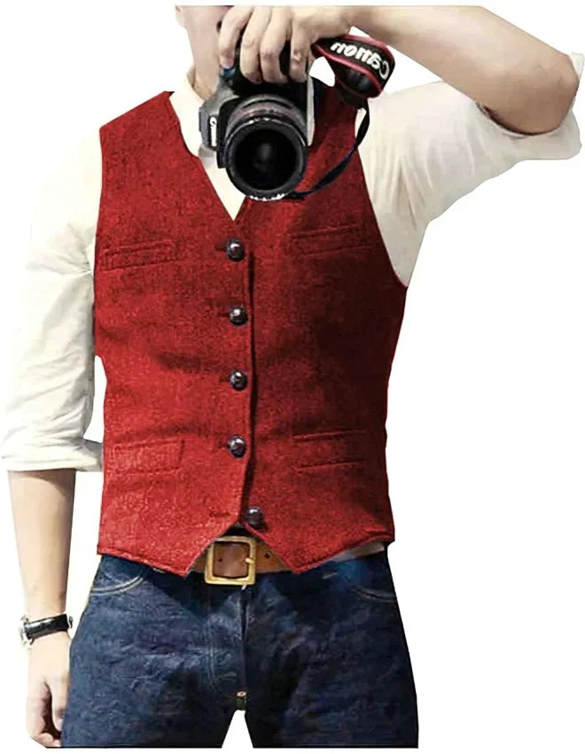 Herren-Jeansweste im klassischen Tweed-Stil