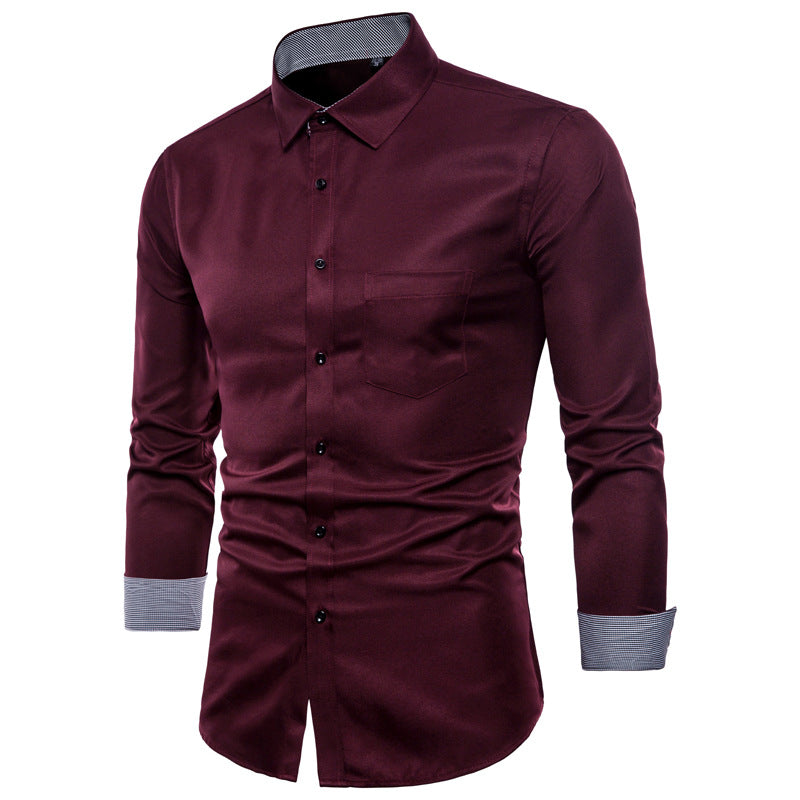Herren Langarmhemd aus hochwertigem Satin mit modernem Slim-Fit Krohn-e